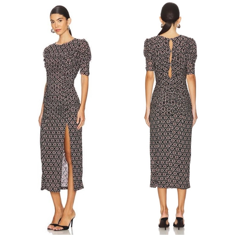 Free People Briella Black and Maroon Midi Dress